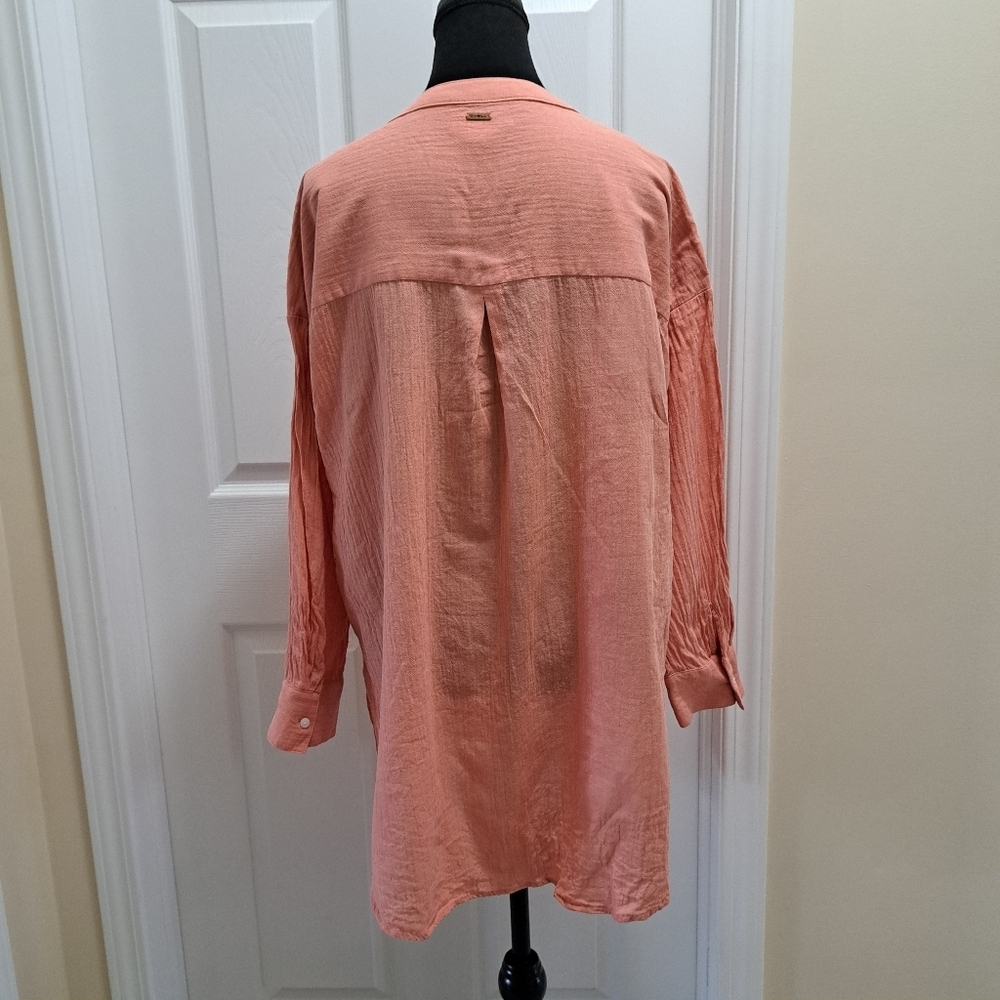 O'Neill Cotton Gauze Swim Cover Up Tunic Blouse Clay Orange Coral  Size Medium - Picture 6 of 14